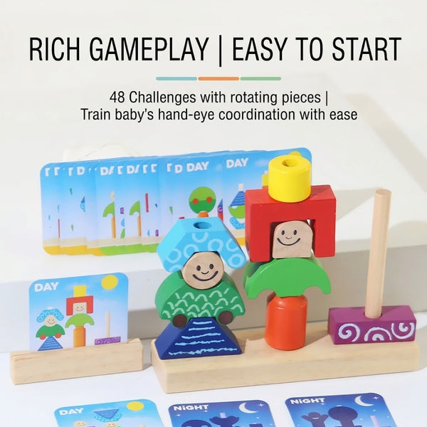Day and Night Wooden Logic Stacking Toy