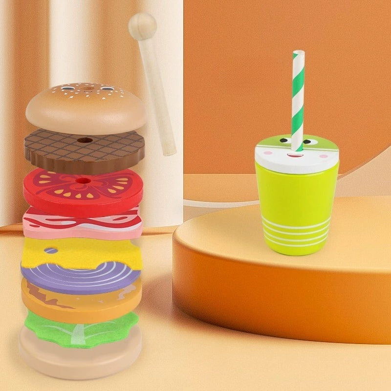 Wooden Pretend Play Fast Food Set