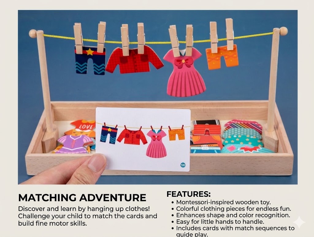 Clothesline Dress-Up Wooden Puzzle Activity