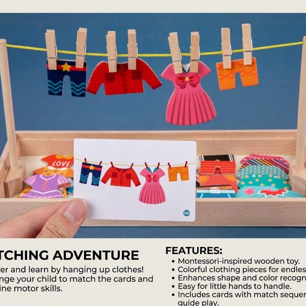 Clothesline Dress-Up Wooden Puzzle Activity