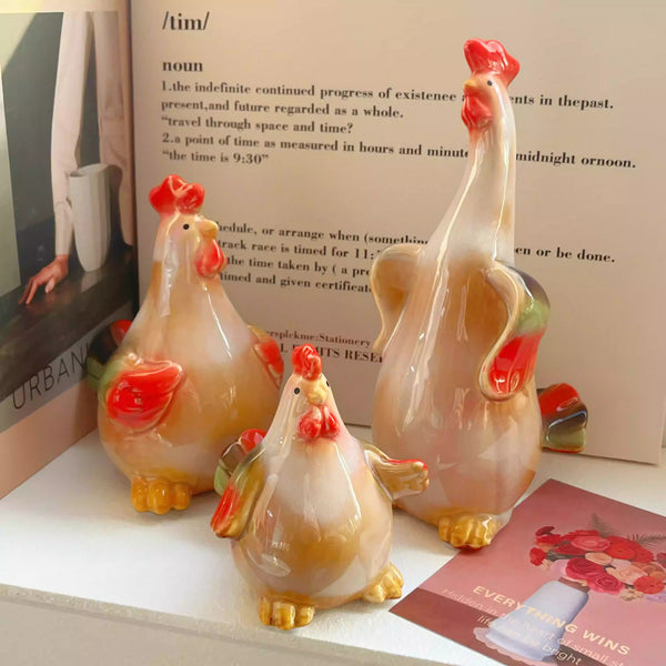 Ceramic Chicken Family Ornament Set