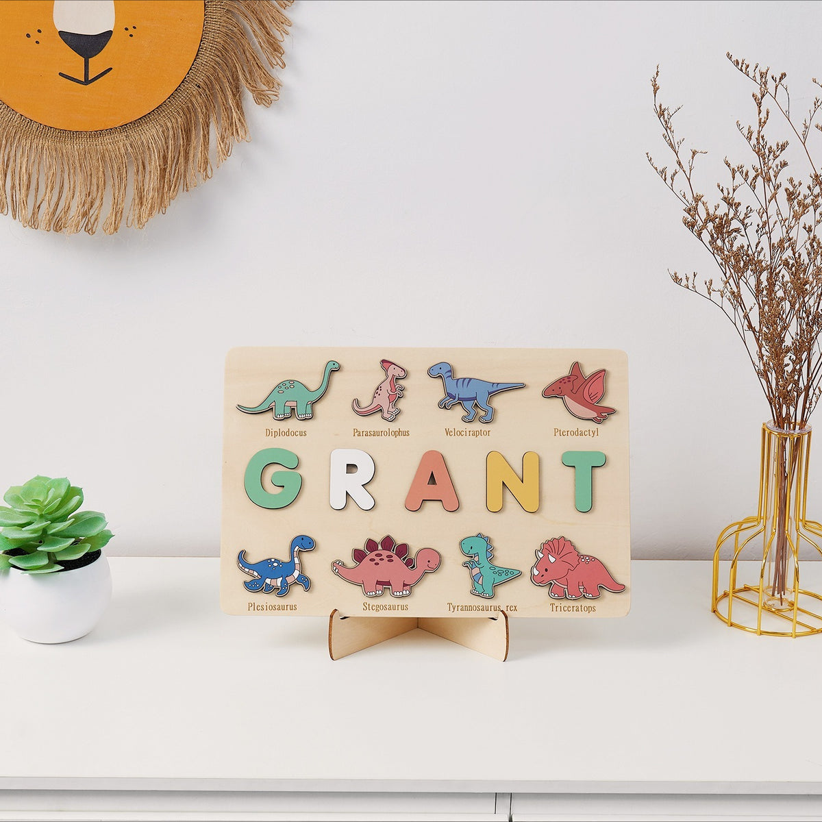 Custom Dinosaur Wooden Name Puzzle