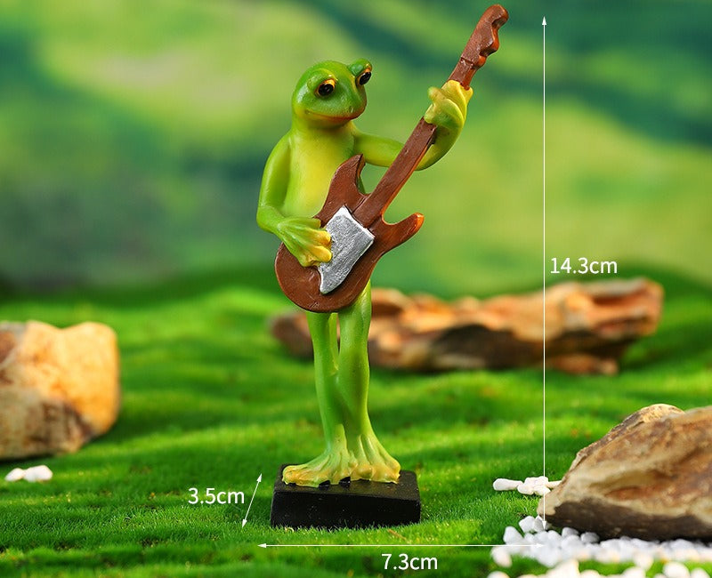 Whimsical Green Frog Resin Figurines