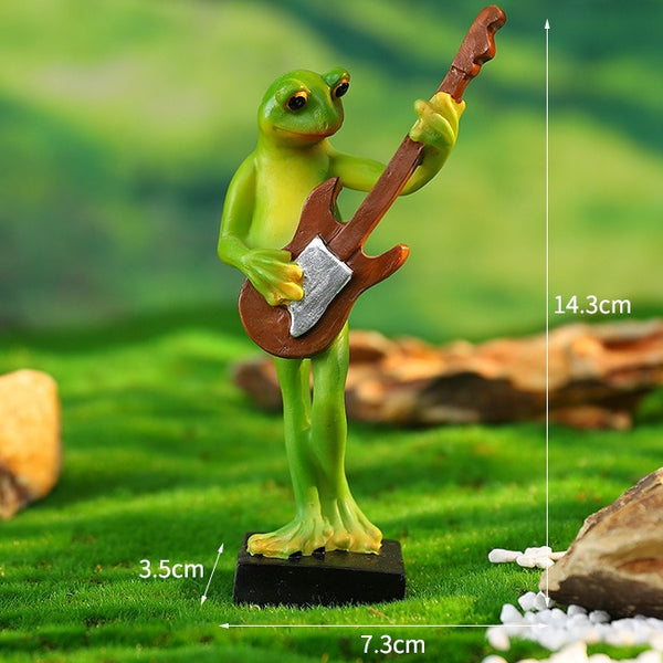 Whimsical Green Frog Resin Figurines
