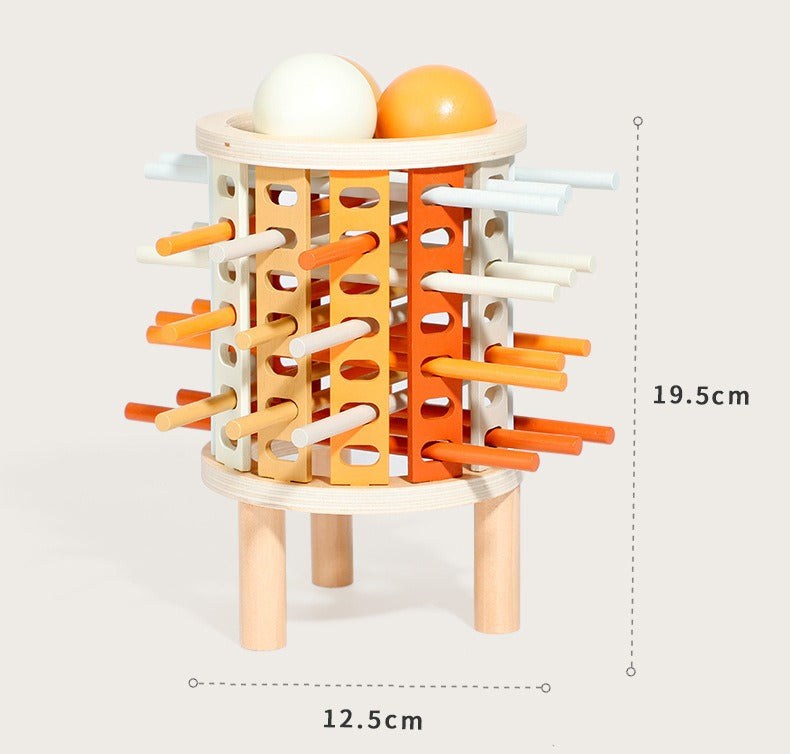 Wooden Pizza Tower Stick Pull Game