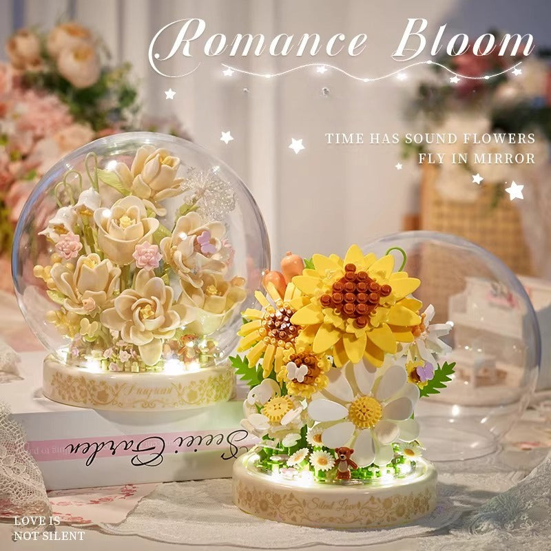 Floral Botanical Building Block Night Light with Dust Dome