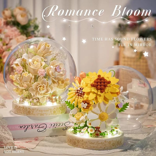 Floral Botanical Building Block Night Light with Dust Dome