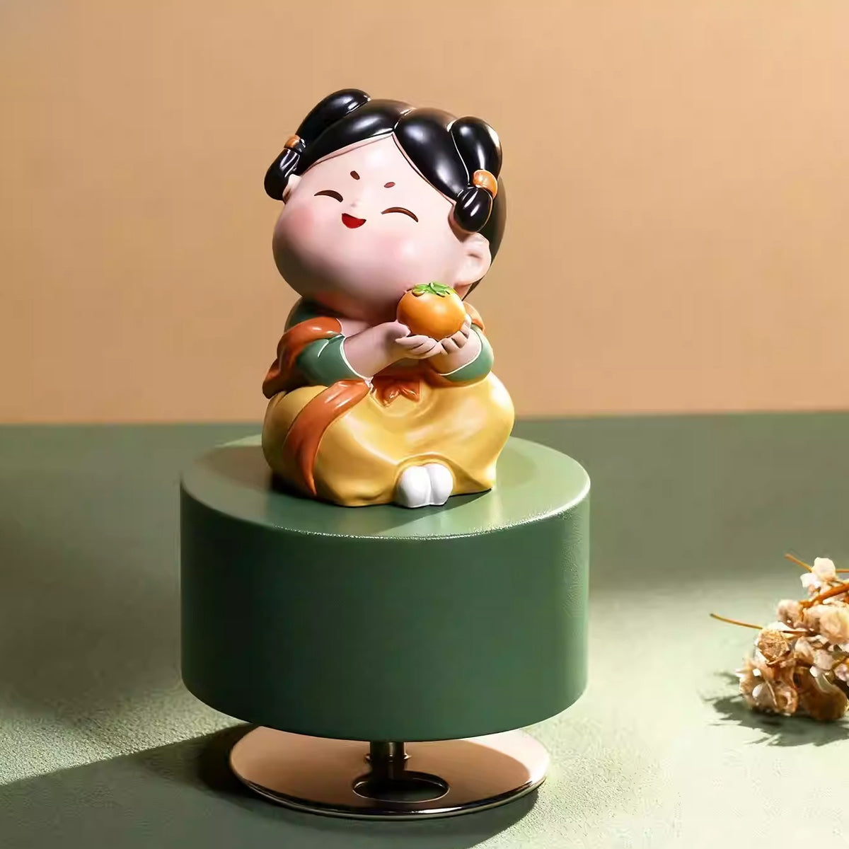 Tang Dynasty Lady Rotating Wooden Music Box