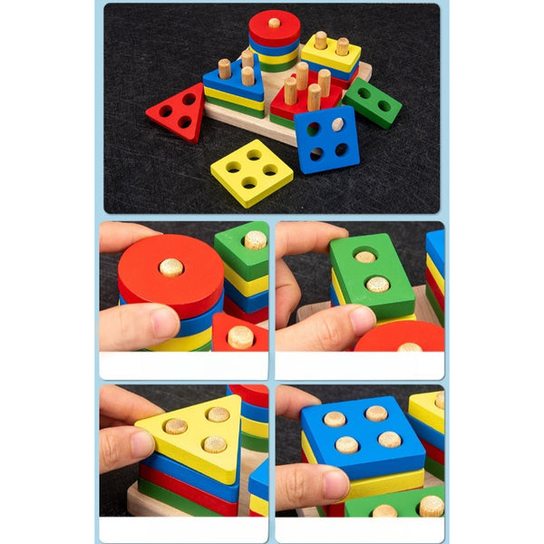 9-Piece Wooden Montessori Early Learning Activity Set