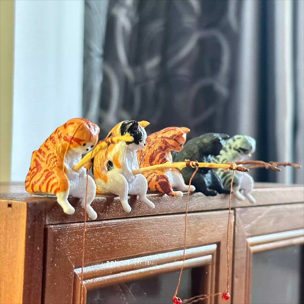 Fishing Cat Miniature Figurine Set