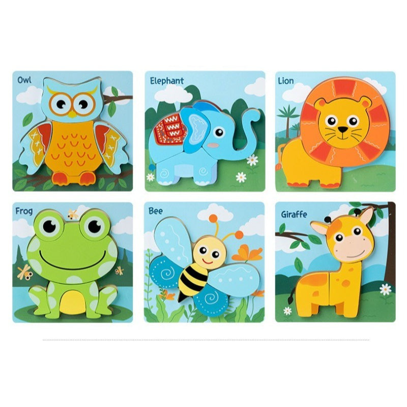 Wooden 3D Puzzle Set for Toddlers - Animal & Vehicle Set