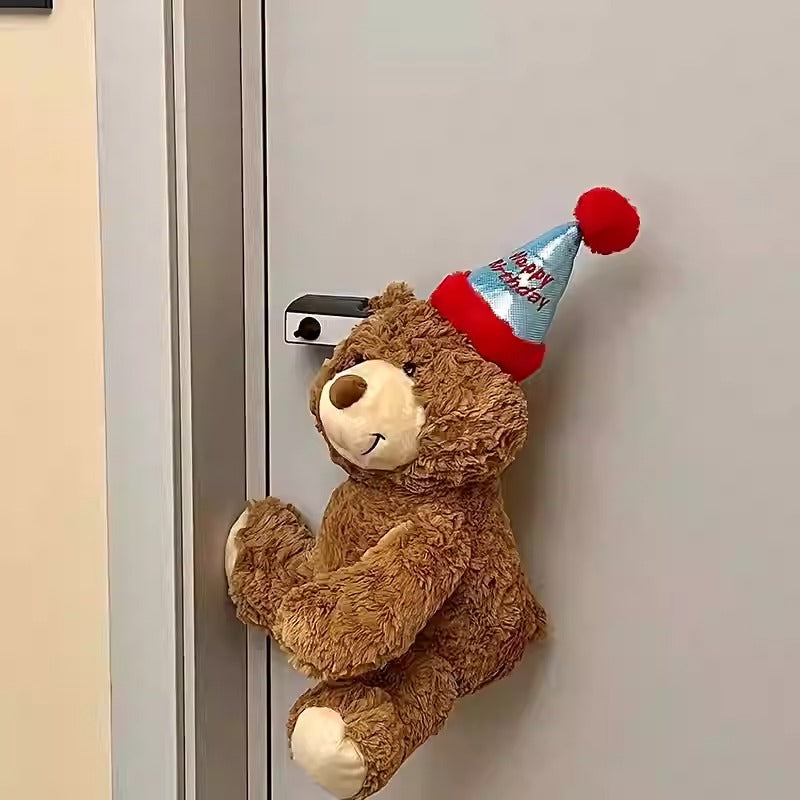 Plush Birthday Bear Door Handle Decoration