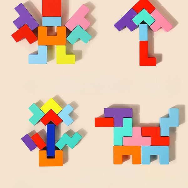 The Big Brain 3D Wooden Tetris Puzzle & Stacking Blocks