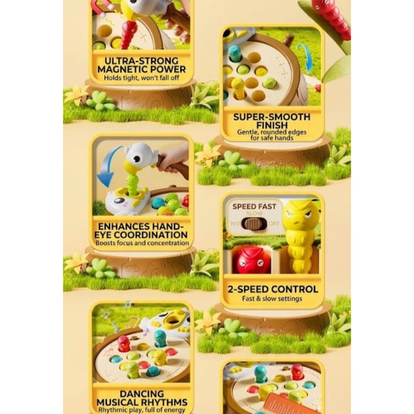 Woodpecker Magnetic Catching Worms Toy with Sound