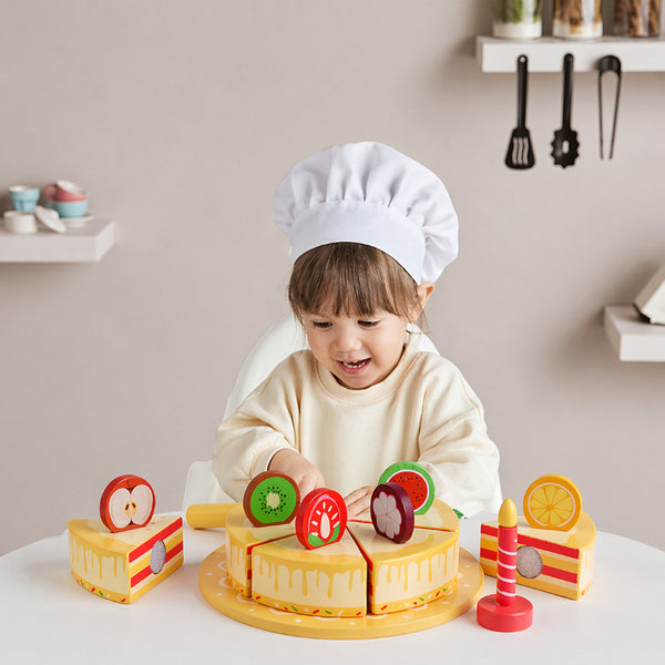 Wooden Pretend Play Fruit Cake Set