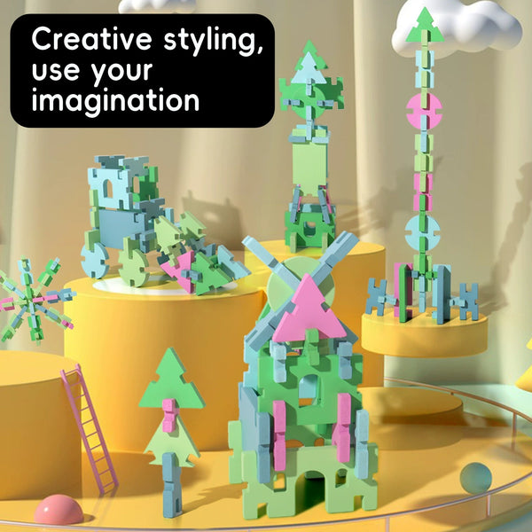 74-Piece Large Wooden Interlocking Building Blocks