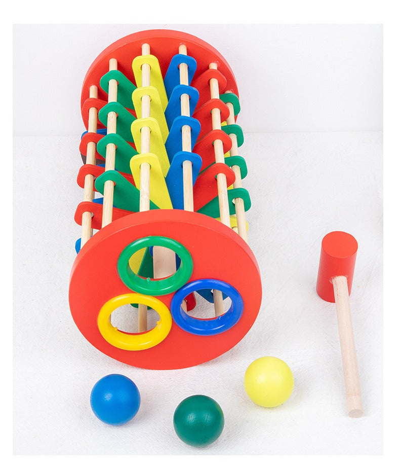 Wooden Hammer Ball Drop Activity Tower for Kids