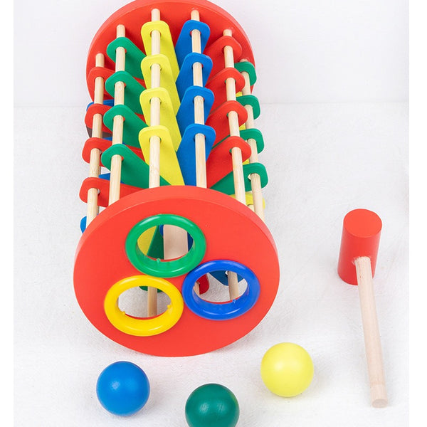 Wooden Hammer Ball Drop Activity Tower for Kids