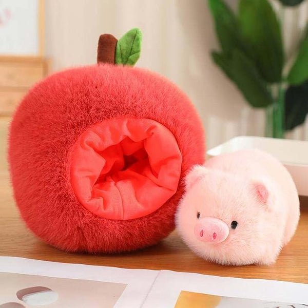 Playful Pig in Apple Plush Toy