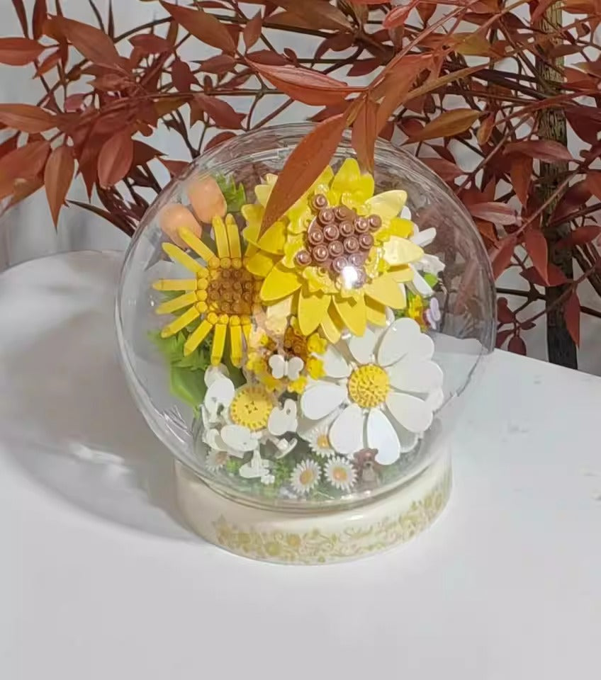 Floral Botanical Building Block Night Light with Dust Dome