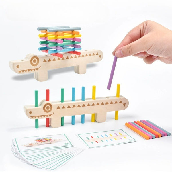 Wooden Crocodile Sorting and Stacking Game