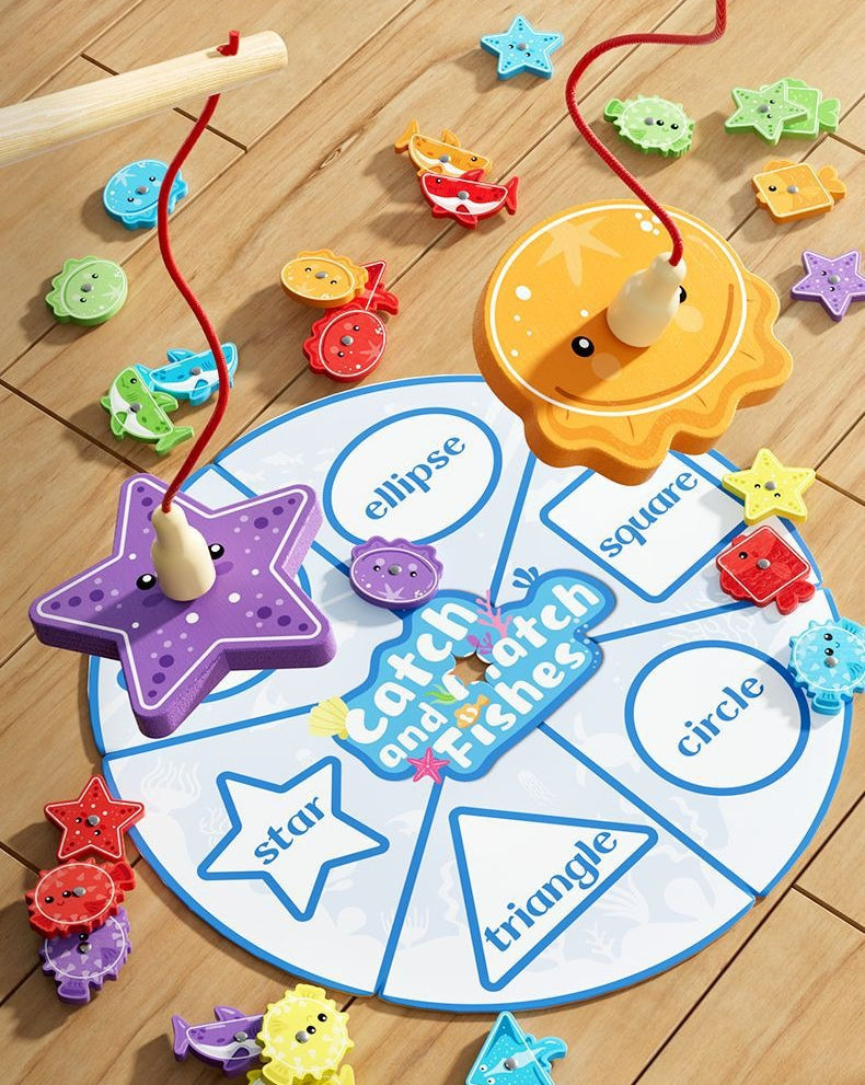 Catch & Match Magnetic Wooden Fishing Game – 36-Piece Set