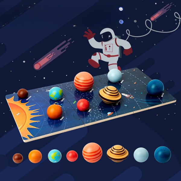 Wooden Solar System Planet Matching Puzzle & Activity Set