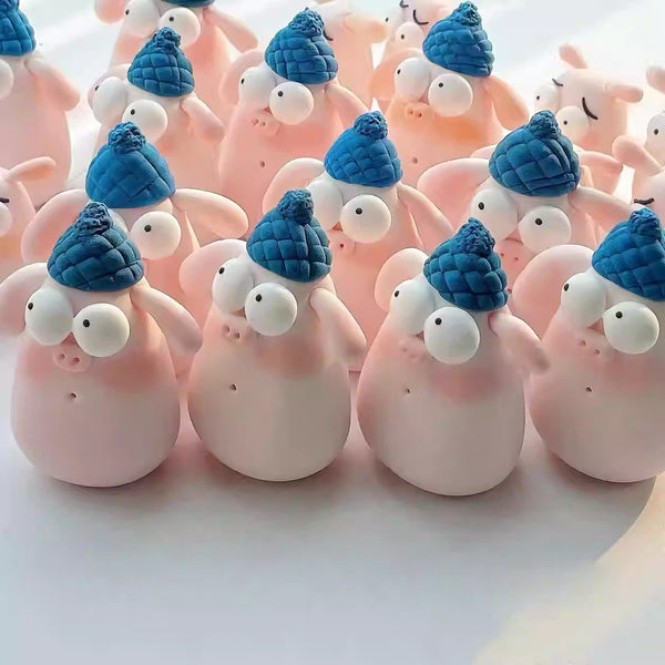 Miniature Pig Resin Clay Ornament Set