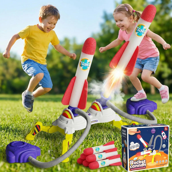 LED Foot-Powered Rocket Launcher with 3 Foam Rockets