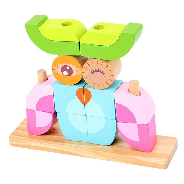 Animal Variable Wooden Stacking Blocks - Owl