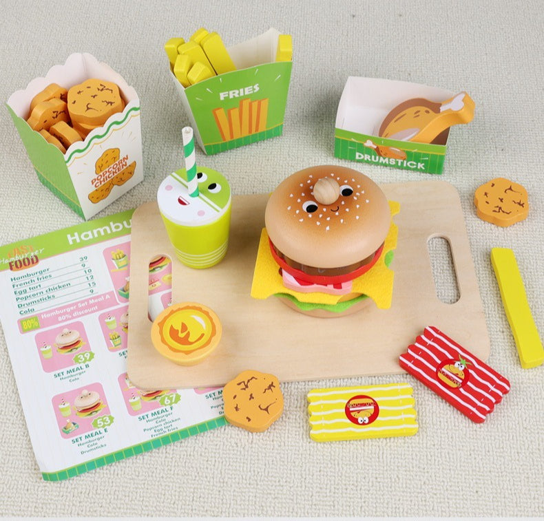 Wooden Pretend Play Fast Food Set