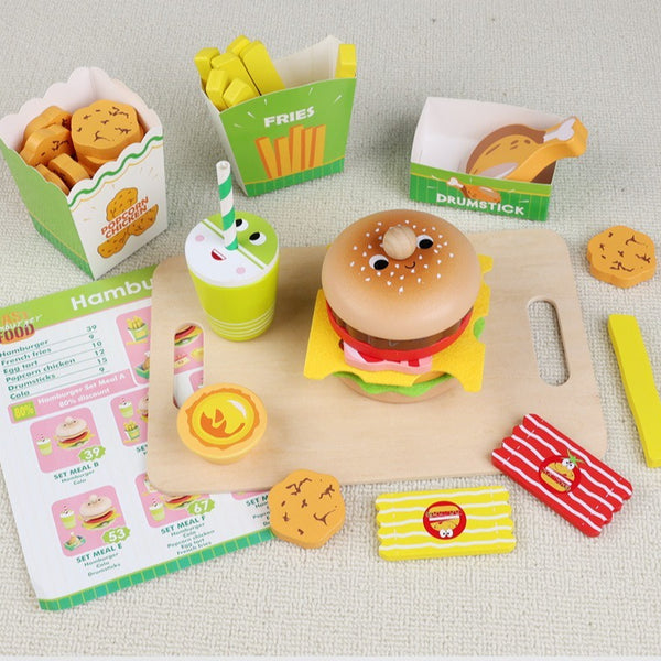 Wooden Pretend Play Fast Food Set