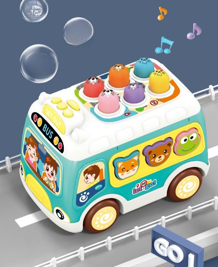 3-in-1 Musical Activity Bus with Whac-A-Mole Game
