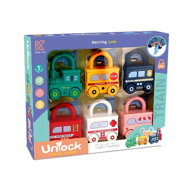 Unlocking Vehicle Train Toy Set with Matching Number Keys