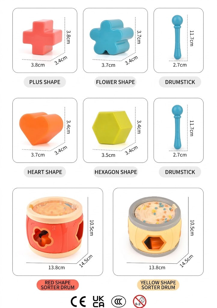 2-in-1 Baby Shape Sorter and Musical Drum Toy