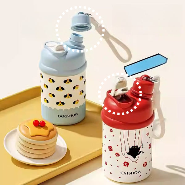 Compact Stainless Steel Insulated Bottle with Dual-Drink Lid