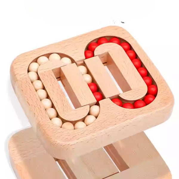 Handheld Wooden Sliding Bead Puzzle