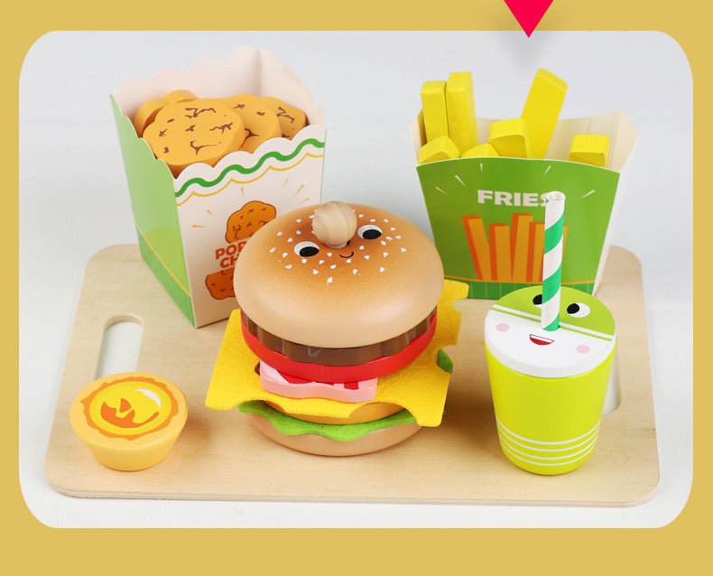 Wooden Pretend Play Fast Food Set