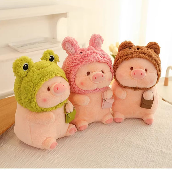 Plush Piglet Doll with Character Hoods
