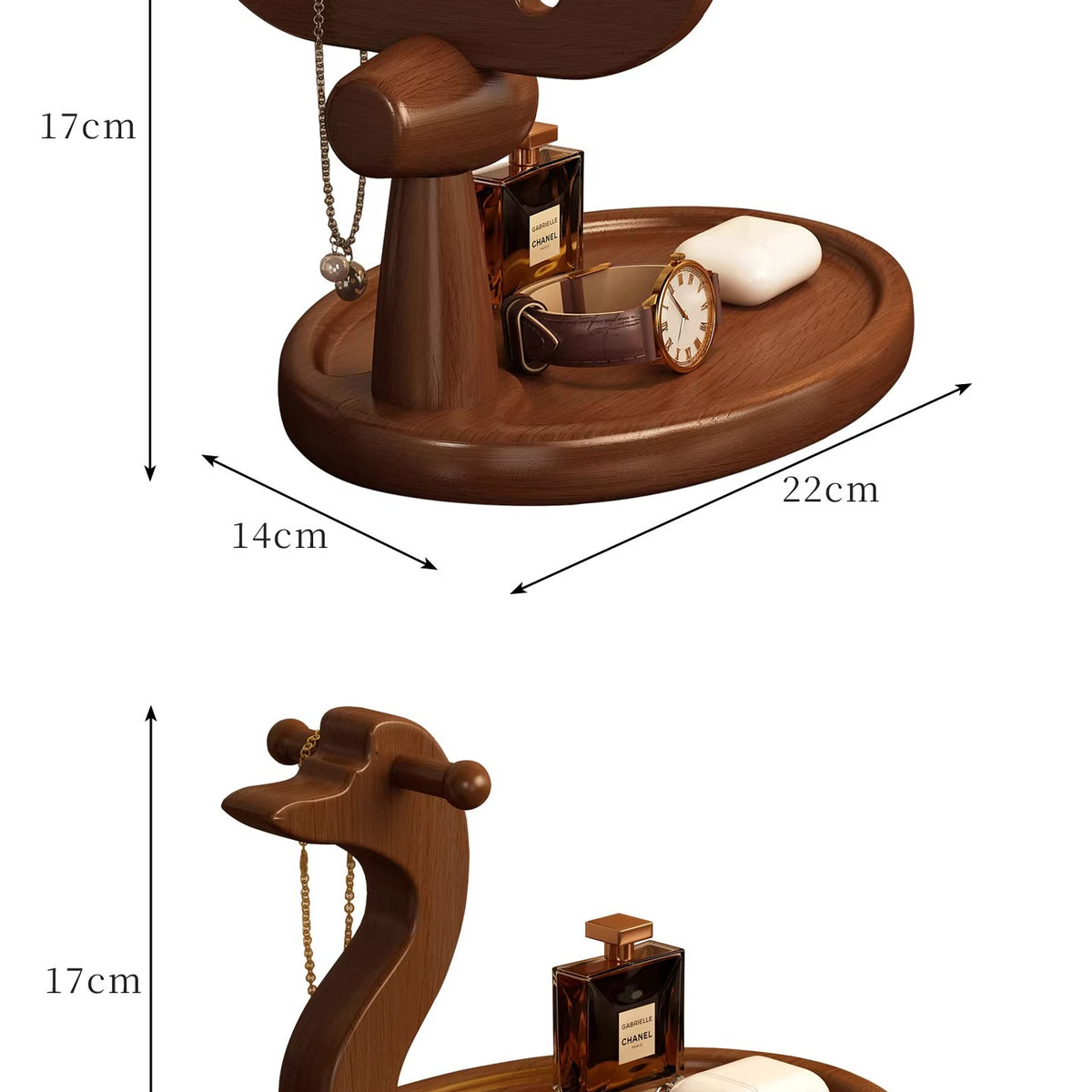 Wooden Catchall Tray with Animal Figurine