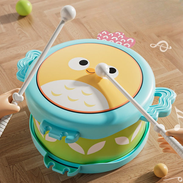 Little Owl Dual-Sided Musical Drum & Percussion Set