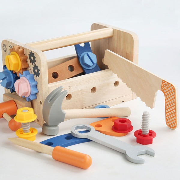 Kids Wooden Toolbox and Construction Toy