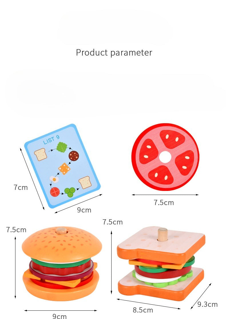 🍔 The Little Foodie's Wooden Fast Food Stacking Set