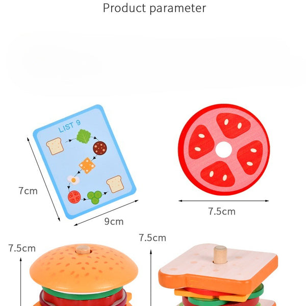 🍔 The Little Foodie's Wooden Fast Food Stacking Set