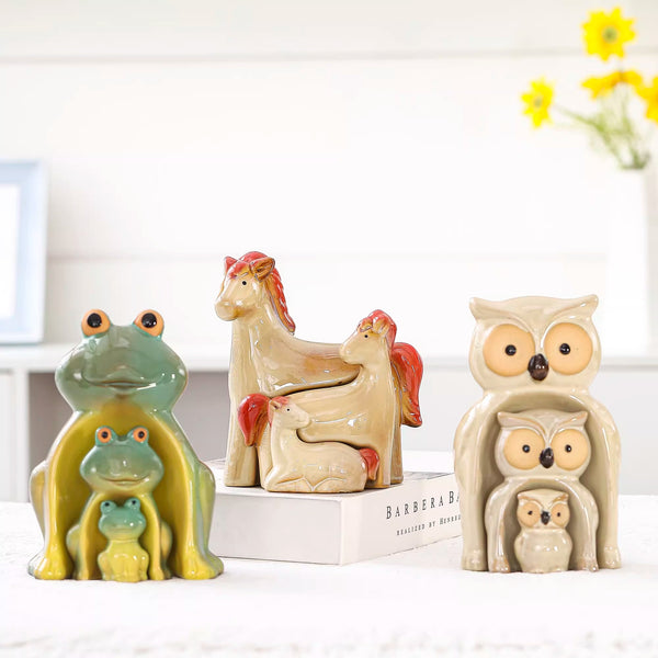 Nesting Frog Family Desktop Ornaments - Set of 3