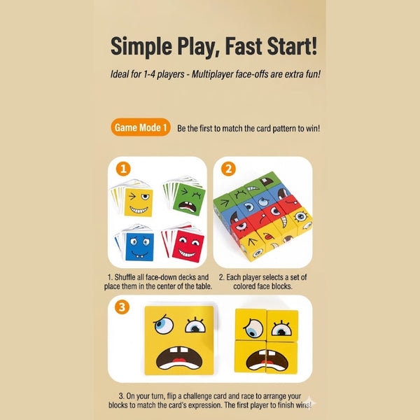 Expression Puzzle Wooden Matching Game