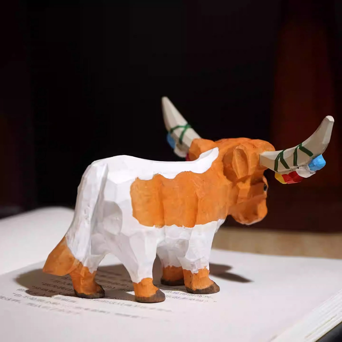 Hand-Carved Wooden Tibetan Ox Ornament