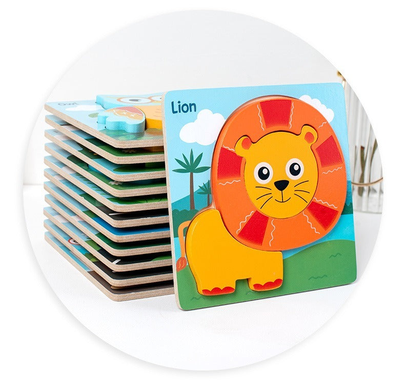 Wooden 3D Puzzle Set for Toddlers - Animal & Vehicle Set