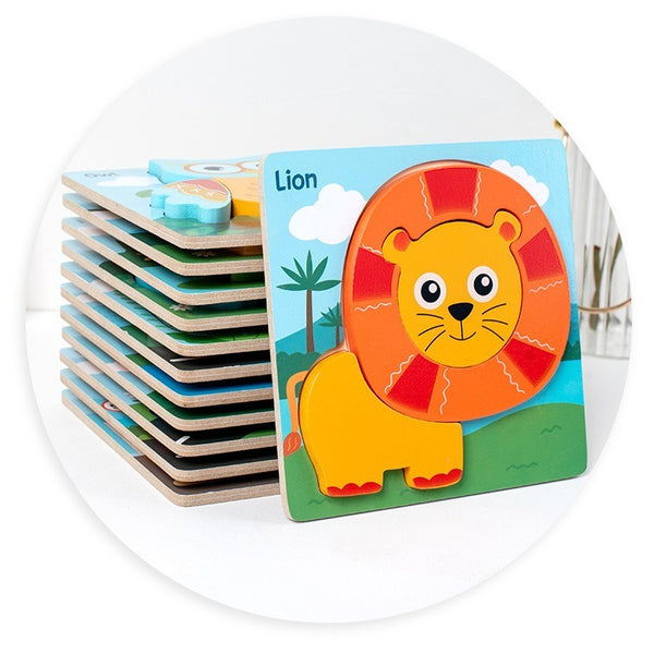 Wooden 3D Puzzle Set for Toddlers - Animal & Vehicle Set