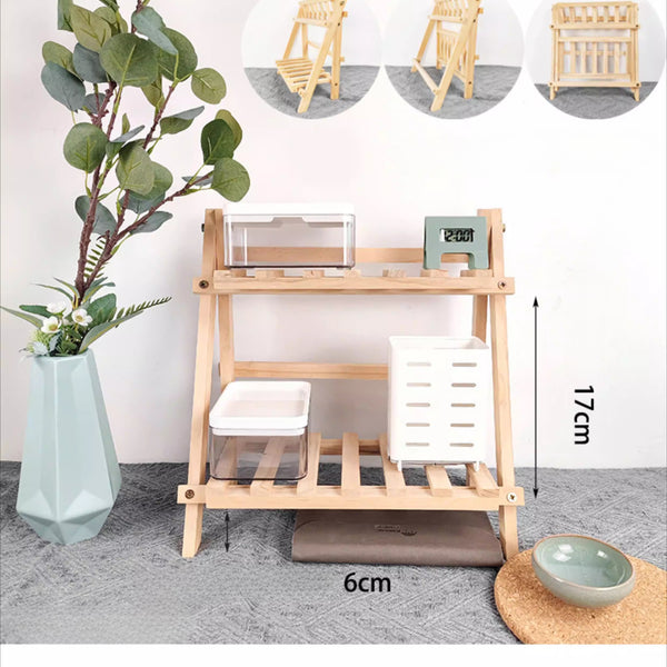 Handmade Foldable Wooden Desktop Organizer